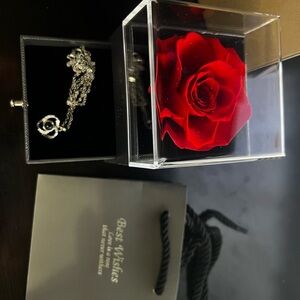 Elegant Silver Necklace with Rose Display